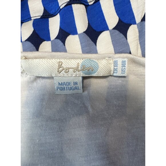 Boden Geometric Print Long Sleeve Ruched V-Neck Lined Sheath Dress Size 14R - Picture 5 of 8